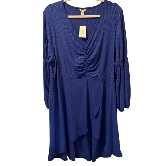 Cato Blue V-Neck Ruched Dress Size 18/20W Polyester Spandex Blend Dress . NWT - Picture 5 of 12
